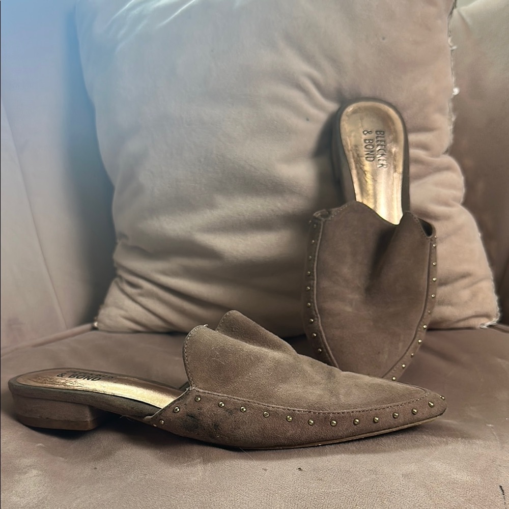 Bleecker & Bond Mauve Studded Mule Flats